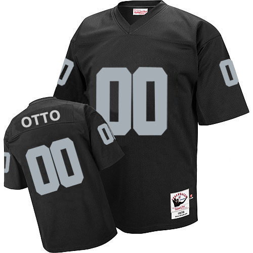 Men's Authentic Jim Otto Mitchell and Ness Jersey Black Home - #0 Throwback NFL Oakland Raiders